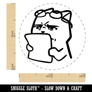 Funny Concerned Confused Disturbed Teacher Cat Paper Homework Self-Inking Rubber Stamp for Stamping Ink Stamper