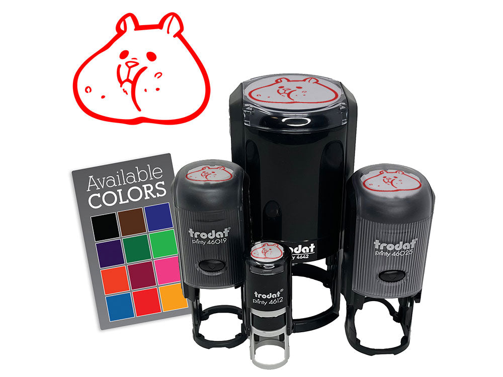 Hamster Head with Stuffed Fat Cheeks Self-Inking Rubber Stamp for Stamping Ink Stamper Crafting Planners