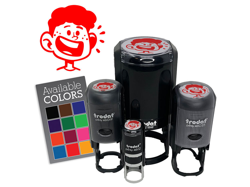 Happy Cartoon Boy Smile Freckles Self-Inking Rubber Stamp for Stamping Ink Stamper Crafting Planners