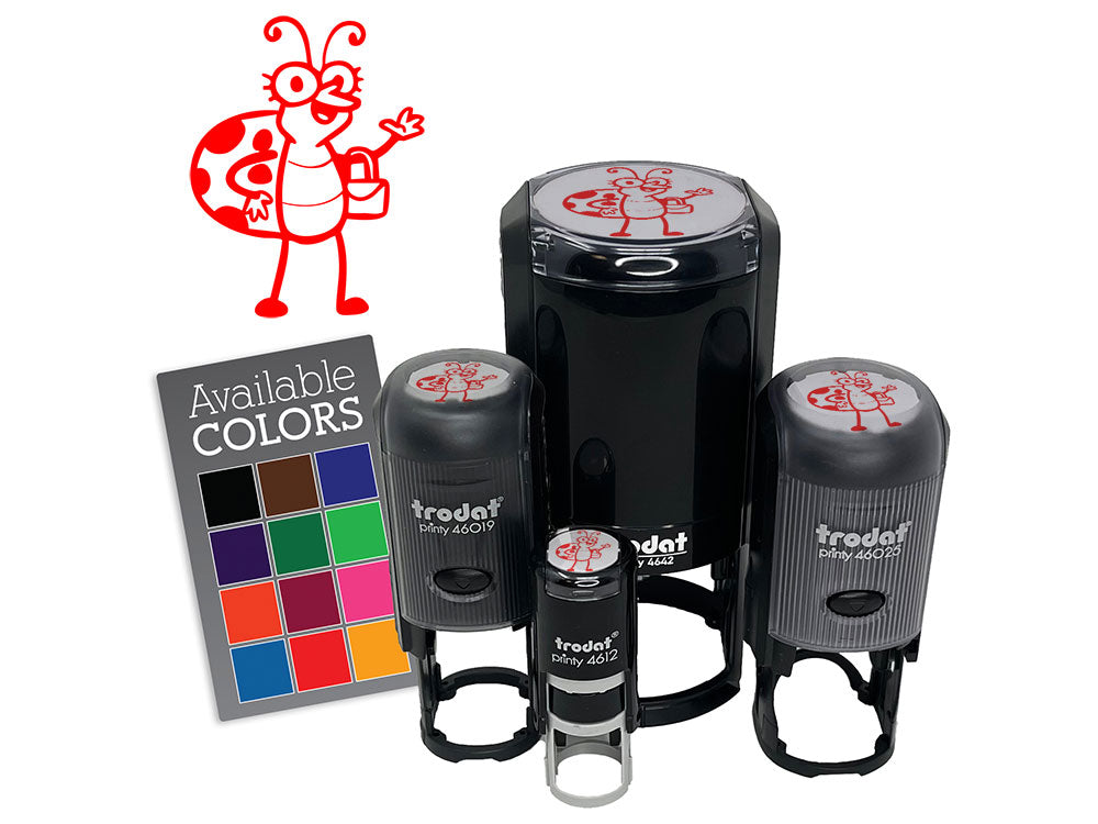 Lady Ladybug Insect with Purse Self-Inking Rubber Stamp for Stamping Ink Stamper Crafting Planners
