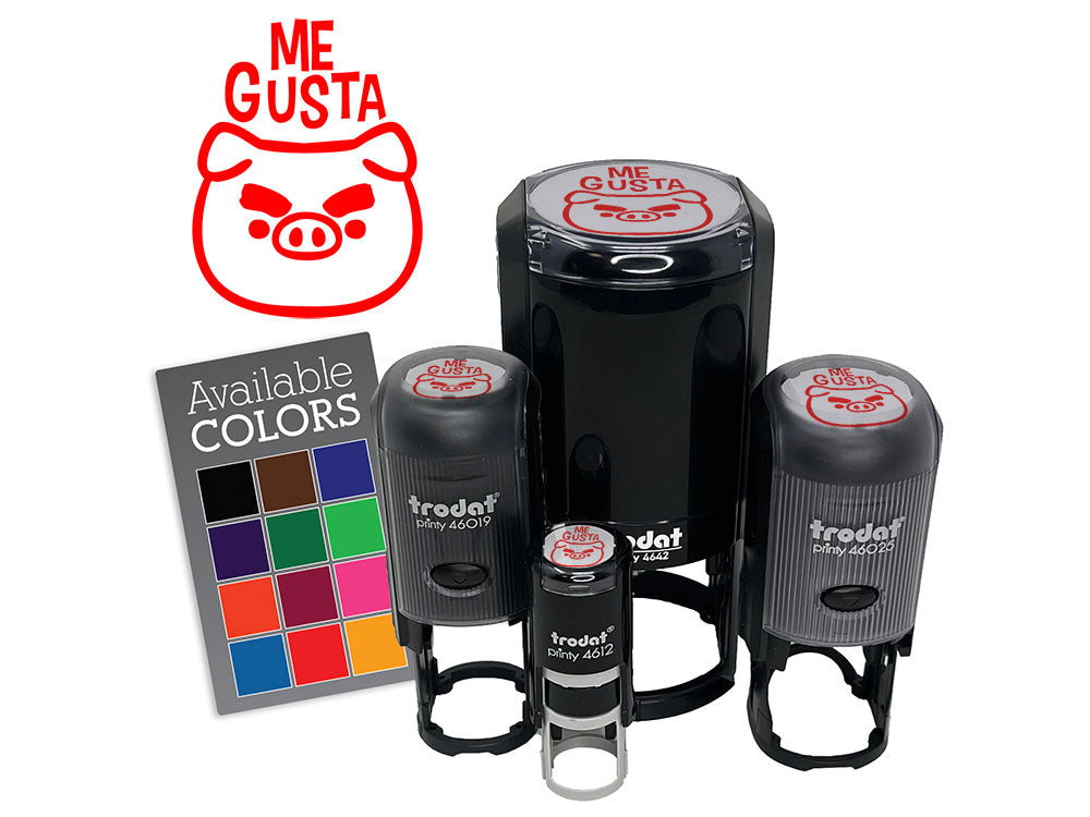 Me Gusta Spanish Funny Cartoon Pig Big Eyebrows Teacher Stamp Self-Inking Rubber Stamp for Stamping Ink Stamper