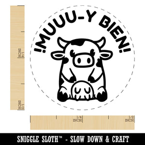 Muy Bien Cow Spanish Pun Funny Very Good Compliment Self-Inking Rubber Stamp for Stamping Ink Stamper Crafting Planners