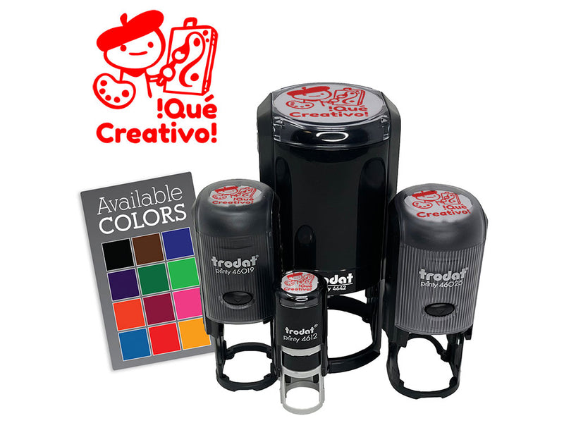 Que Creativo How Creative Artist Spanish Teacher Stamp Self-Inking Rubber Stamp for Stamping Ink Stamper