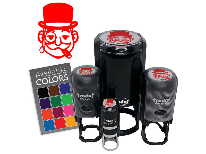 Rich Man Top Hat Mustache Tycoon Cigar Self-Inking Rubber Stamp for Stamping Ink Stamper Crafting Planners
