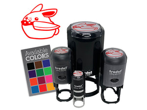 Round Cartoon Bunny Rabbit with Knife Self-Inking Rubber Stamp for Stamping Ink Stamper Crafting Planners