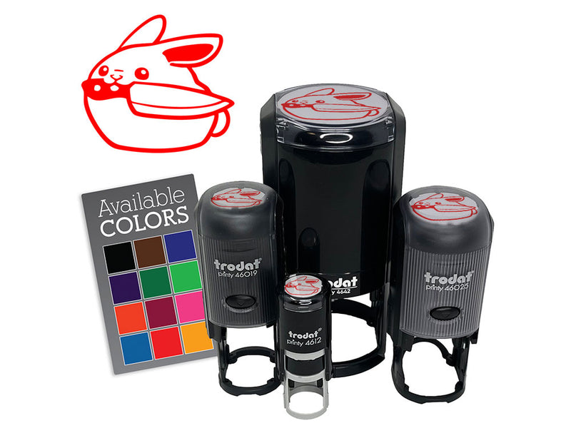 Round Cartoon Bunny Rabbit with Knife Self-Inking Rubber Stamp for Stamping Ink Stamper Crafting Planners