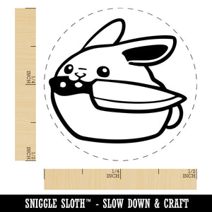 Round Cartoon Bunny Rabbit with Knife Self-Inking Rubber Stamp for Stamping Ink Stamper Crafting Planners