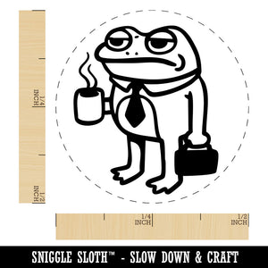 Sad Business Frog Coffee Suitcase Tie Self-Inking Rubber Stamp for Stamping Ink Stamper Crafting Planners