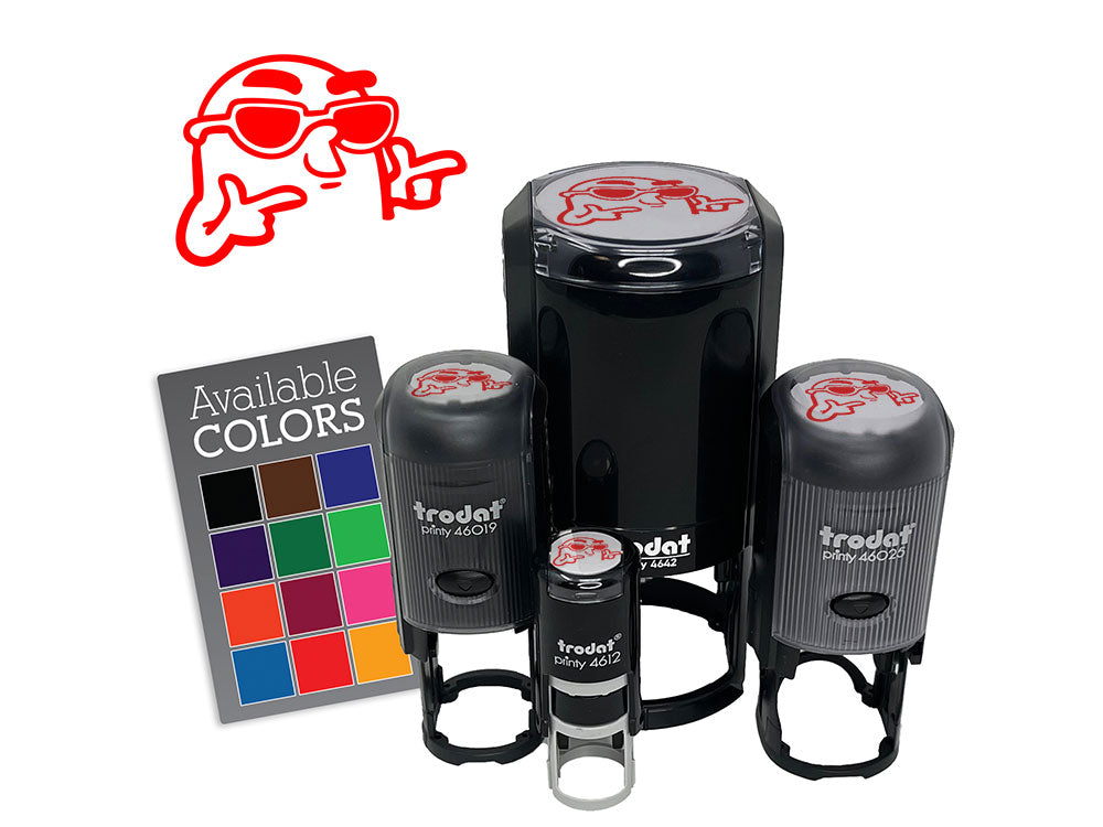 Silly Finger Guns and Sunglasses Cool Self-Inking Rubber Stamp for Stamping Ink Stamper Crafting Planners