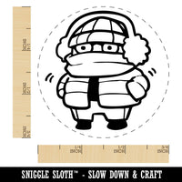 Chilly Kid in Winter Coat Earmuffs and Scarf Self-Inking Rubber Stamp for Stamping Crafting Planners