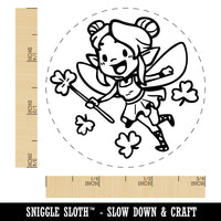 Clover Shamrock Fairy Pixie Saint Patricks Day Self-Inking Rubber Stamp for Stamping Crafting Planners