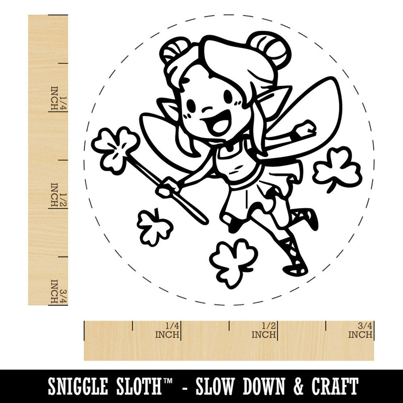 Clover Shamrock Fairy Pixie Saint Patricks Day Self-Inking Rubber Stamp for Stamping Crafting Planners