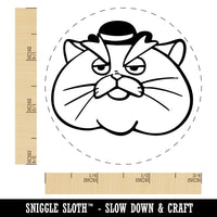Fat Mobster Cat with Bowler Hat Self-Inking Rubber Stamp for Stamping Crafting Planners