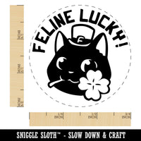 Feline Lucky Cat Leprechaun Hat Clover Saint Patricks Day Self-Inking Rubber Stamp for Stamping Crafting Planners