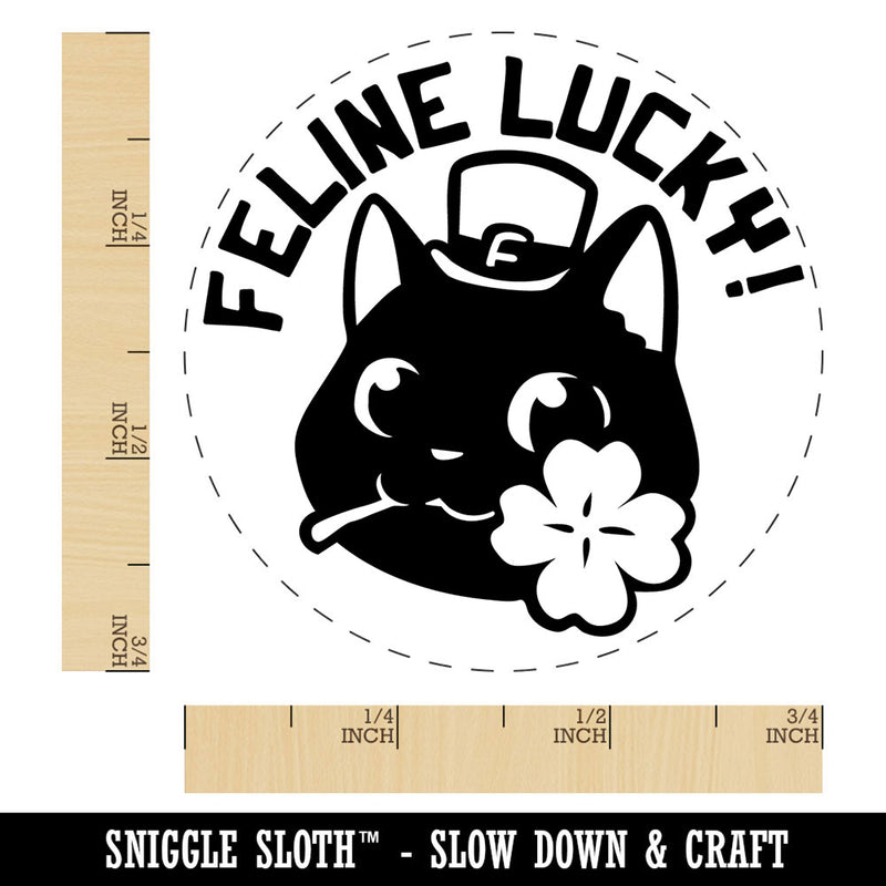 Feline Lucky Cat Leprechaun Hat Clover Saint Patricks Day Self-Inking Rubber Stamp for Stamping Crafting Planners