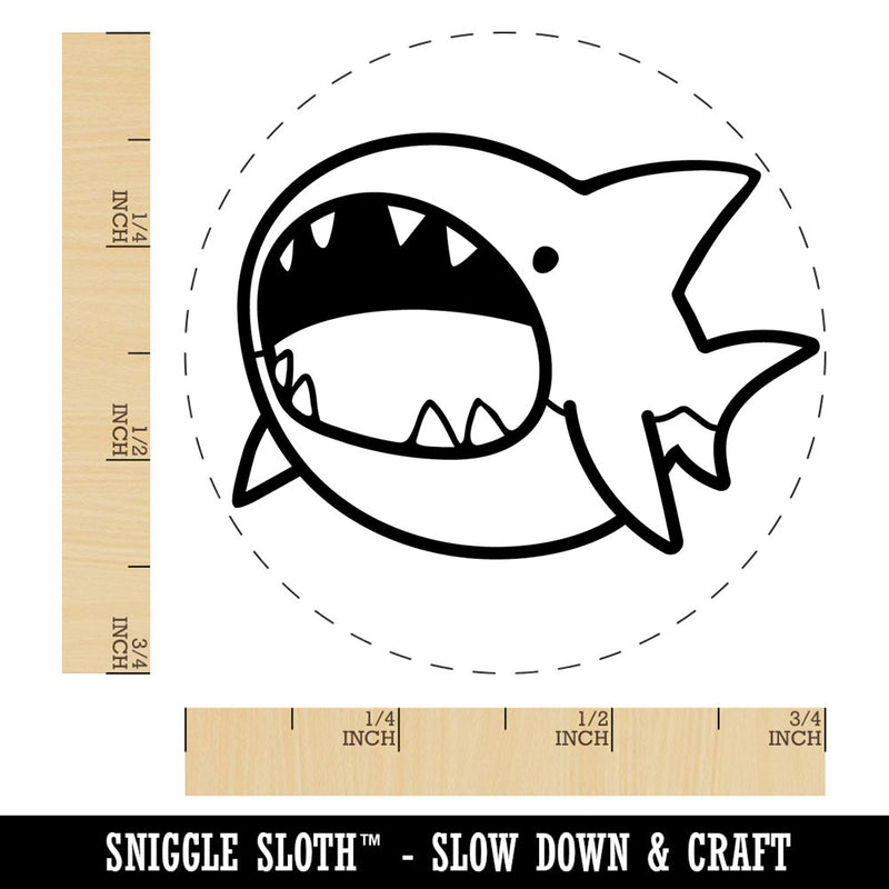 Hungry Round Shark Cute Cartoon Self-Inking Rubber Stamp for Stamping Crafting Planners