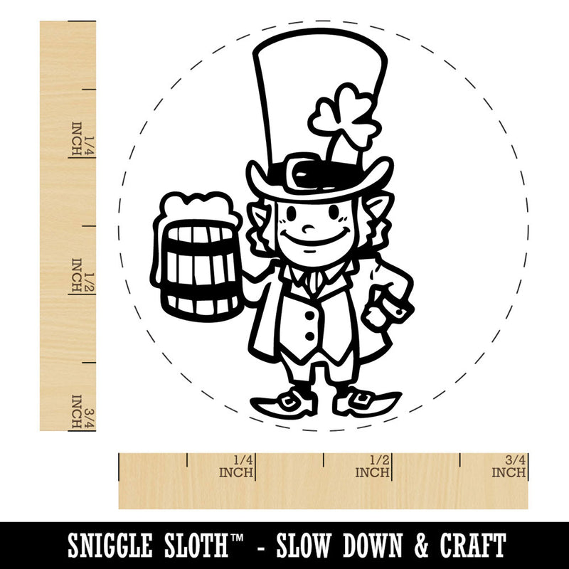 Leprechaun with Big Hat and Mug of Beer Saint Patricks Day Self-Inking Rubber Stamp for Stamping Crafting Planners