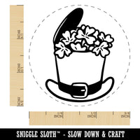 Lucky Leprechaun Hat Filled with Shamrock Clover Saint Patricks Day Self-Inking Rubber Stamp for Stamping Crafting Planners