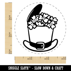 Lucky Leprechaun Hat Filled with Shamrock Clover Saint Patricks Day Self-Inking Rubber Stamp for Stamping Crafting Planners