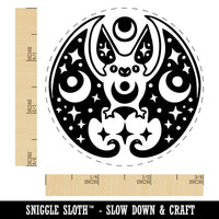 Mystical Bat Crescent Moon and Stars Self-Inking Rubber Stamp for Stamping Crafting Planners