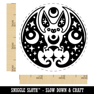 Mystical Bat Crescent Moon and Stars Self-Inking Rubber Stamp for Stamping Crafting Planners