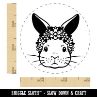 Bunny Rabbit with Flower Crown Easter Self-Inking Rubber Stamp for Stamping Crafting Planners