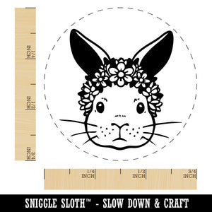 Bunny Rabbit with Flower Crown Easter Self-Inking Rubber Stamp for Stamping Crafting Planners