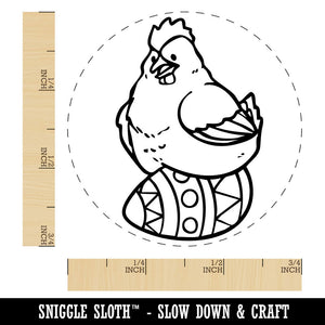 Chicken Hen Sitting On Easter Egg Self-Inking Rubber Stamp for Stamping Crafting Planners