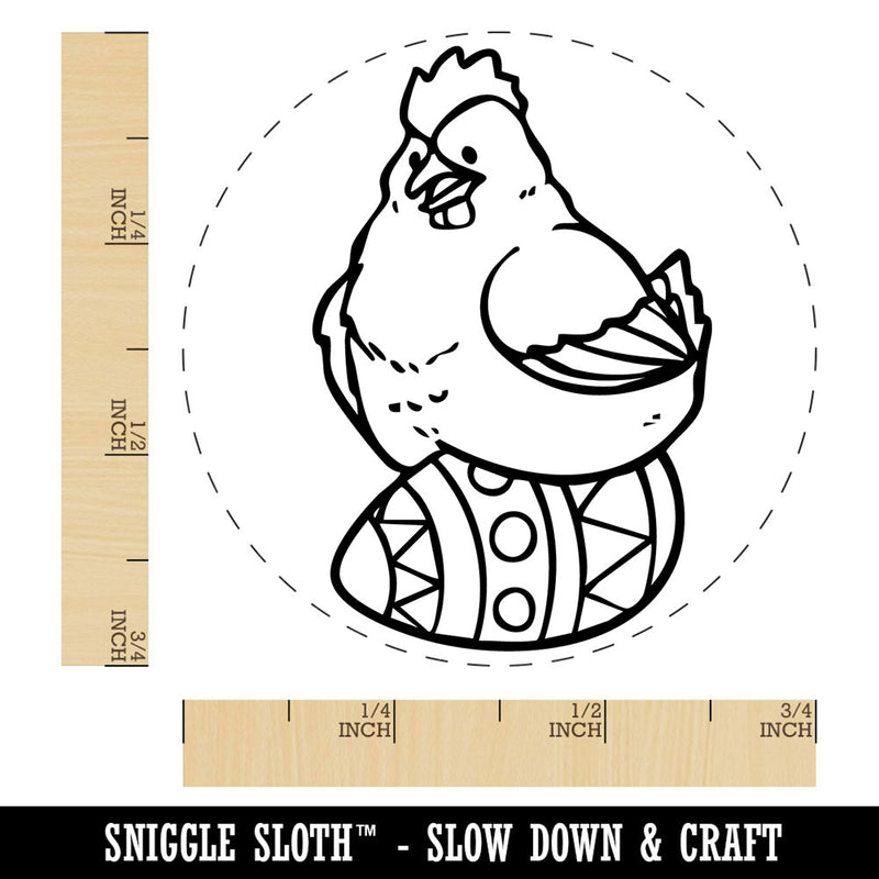 Chicken Hen Sitting On Easter Egg Self-Inking Rubber Stamp for Stamping Crafting Planners