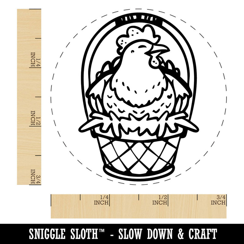 Easter Chicken in Basket Nest Eggs Self-Inking Rubber Stamp for Stamping Crafting Planners