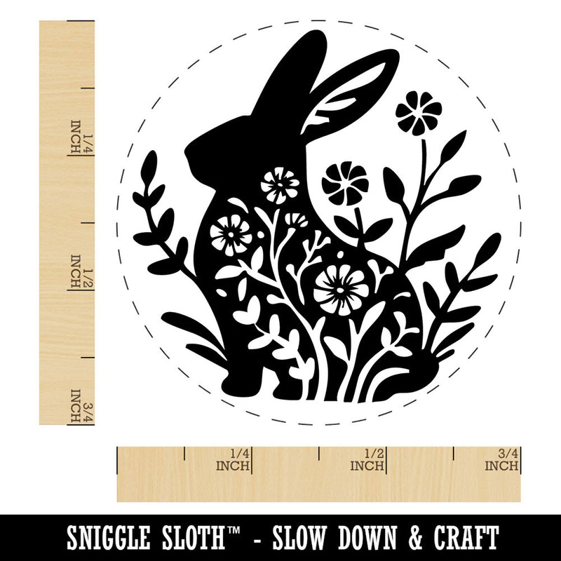 Floral Easter Bunny Rabbit Silhouette Flowers Self-Inking Rubber Stamp for Stamping Crafting Planners