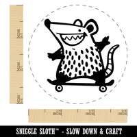 Awesome Opossum on Skateboard Sport Self-Inking Rubber Stamp Crafting Planners