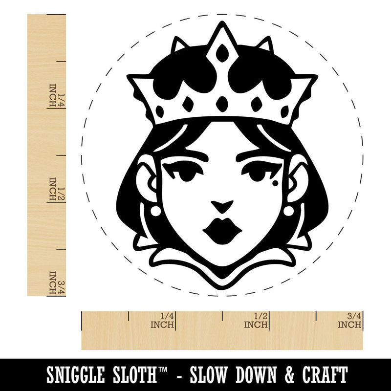 Cartoon Queen Head Medieval Crown Self-Inking Rubber Stamp Crafting Planners