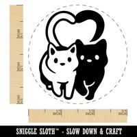 Cat Couple Heart Tails Cute Self-Inking Rubber Stamp Crafting Planners