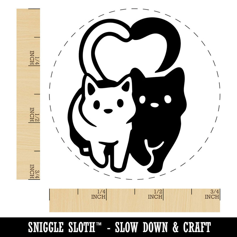 Cat Couple Heart Tails Cute Self-Inking Rubber Stamp Crafting Planners