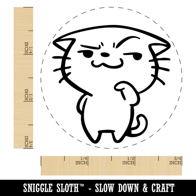 Cheeky Cartoon Cat Smirk Smile Self-Inking Rubber Stamp Crafting Planners