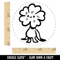 Cute Weird Flower Creature Smile Happy Face Self-Inking Rubber Stamp Crafting