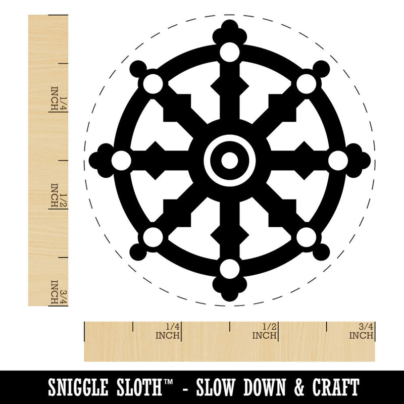Dharma Wheel of Law Buddhism Hinduism Religion Dharmachakra Self-Inking Rubber Stamp
