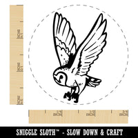 Diving Barn Owl Talons Outstretched Self-Inking Rubber Stamp Crafting Planners