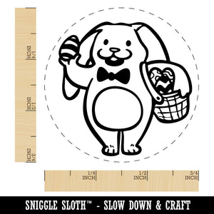Easter Bunny Rabbit with Basket of Eggs Self-Inking Rubber Stamp Crafting