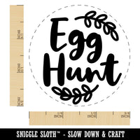Egg Hunt Easter Sunday Cursive Text with Wreath Self-Inking Rubber Stamp for Crafting