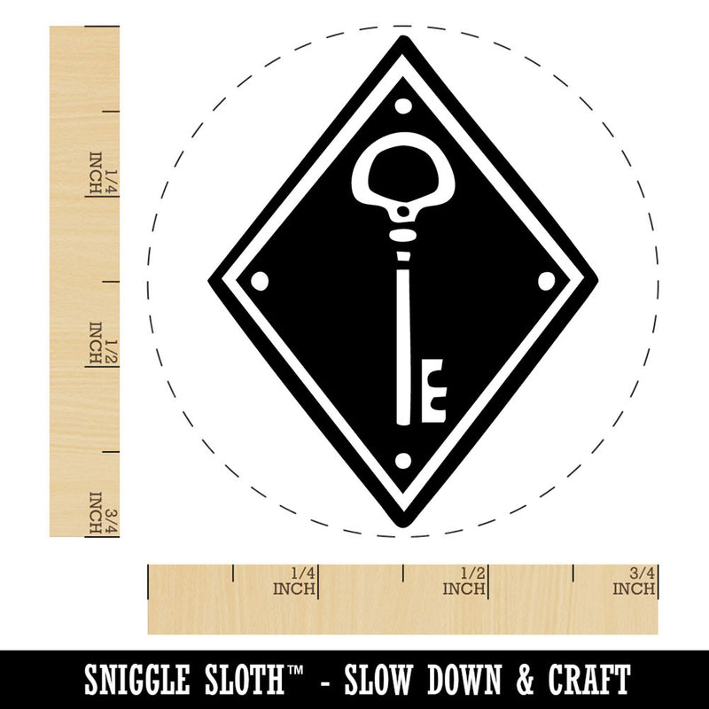 Elegant Antique Vintage Key In Diamond Self-Inking Rubber Stamp Crafting