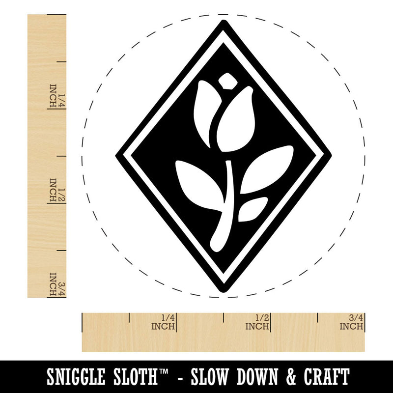 Elegent Tulip Flower in Diamond Self-Inking Rubber Stamp Crafting Planners