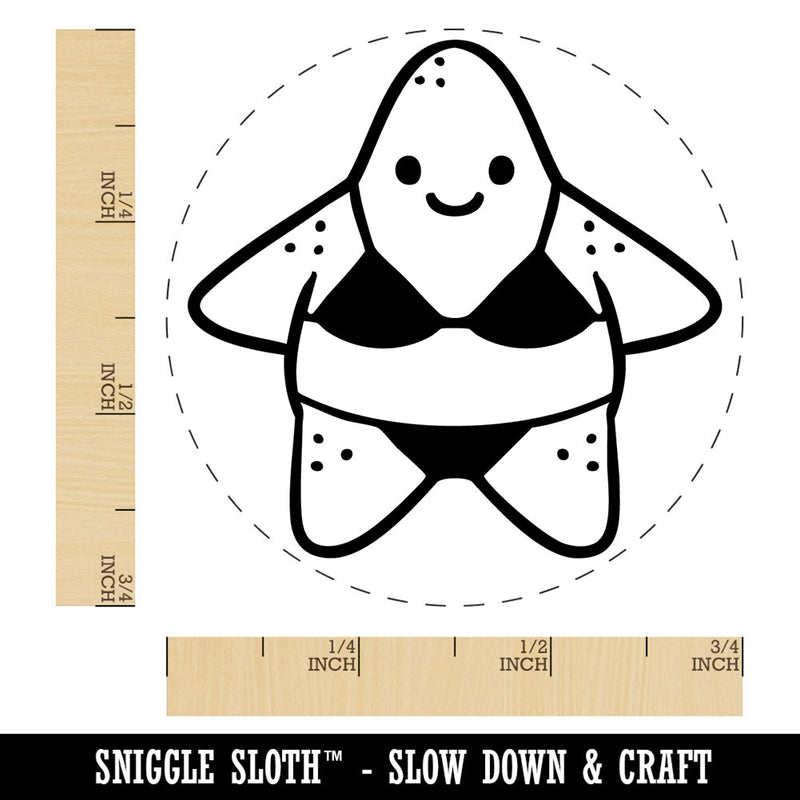 Funny Silly Starfish in Bikini Swimwear Sea Star Self-Inking Rubber Stamp