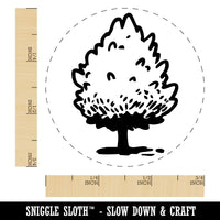 Hand Drawn Pine Bushy Tree Plant Self-Inking Rubber Stamp Crafting Planners