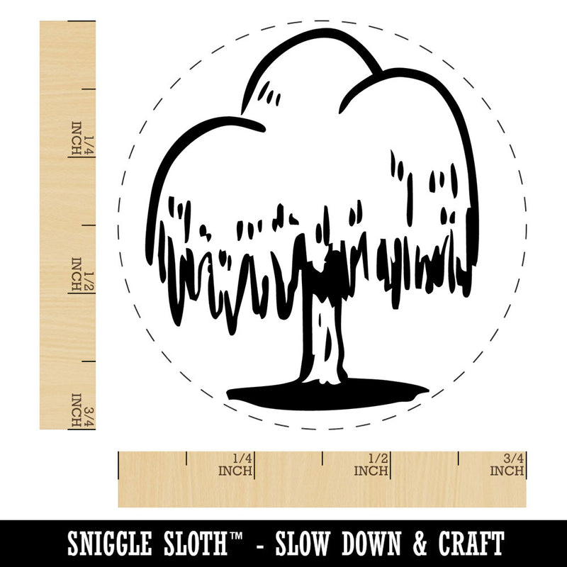 Hand Drawn Weeping Willow Droopy Tree Self-Inking Rubber Stamp Crafting Planner