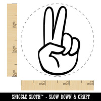 Hand Holding Up Two Fingers Peace Victory Self-Inking Rubber Stamp Crafting