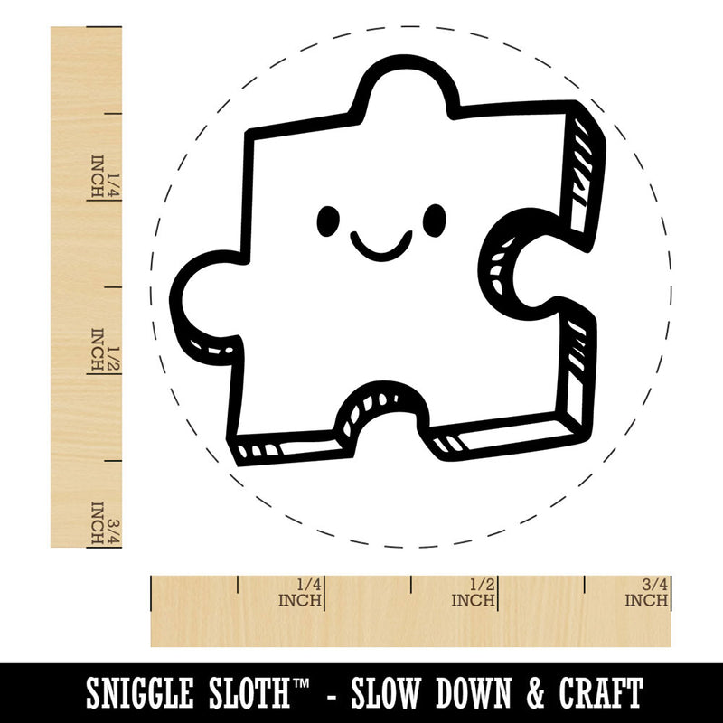 Happy Cartoon Puzzle Piece Self-Inking Rubber Stamp Crafting Planners