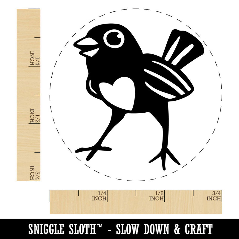 Happy Little Bird With Heart Chest Cute Love Self-Inking Rubber Stamp Crafting