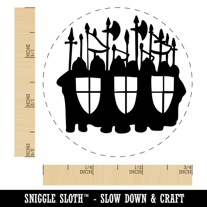 Knights Soldiers Medieval Army Shields Spears Self-Inking Rubber Stamp Crafting